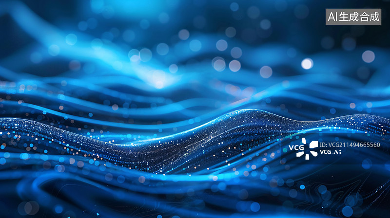 【AI数字艺术】蓝色粒子科技互联网背景图片素材