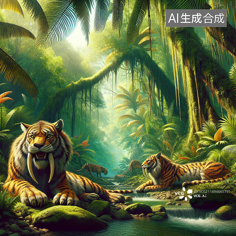 【AI数字艺术】远古剑齿虎图片素材