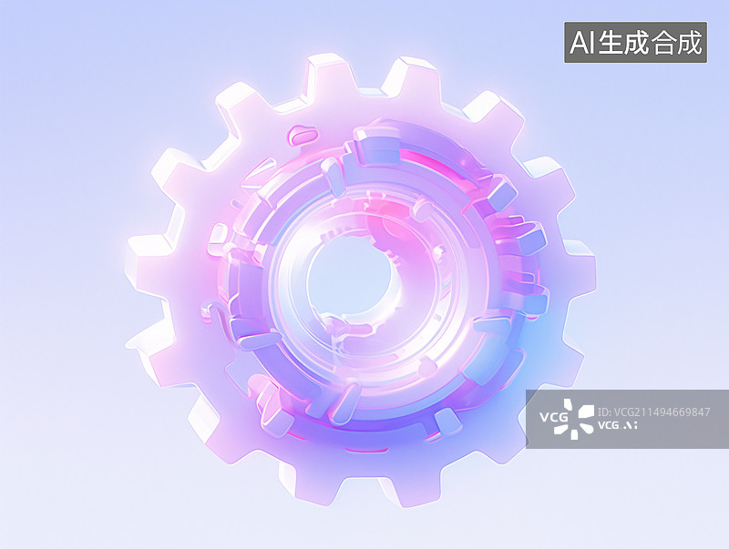 【AI数字艺术】3D卡通透明玻璃材质设置齿轮图标图片素材