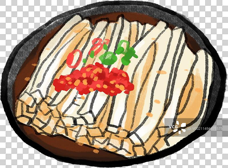 水墨风湘菜长沙美食刮凉粉插画图片素材