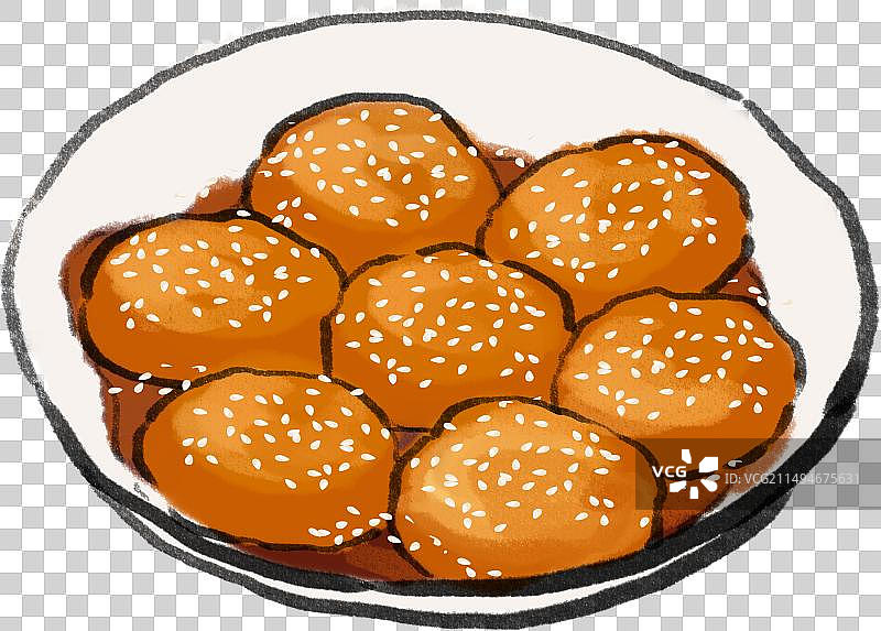 水墨风湘菜长沙美食糖油粑粑插画图片素材