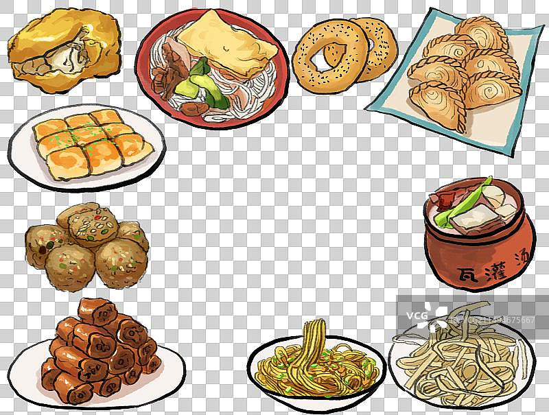 水墨风鄂菜武汉美食插画图片素材