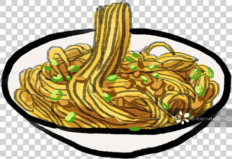 水墨风鄂菜武汉美食热干面插画图片素材