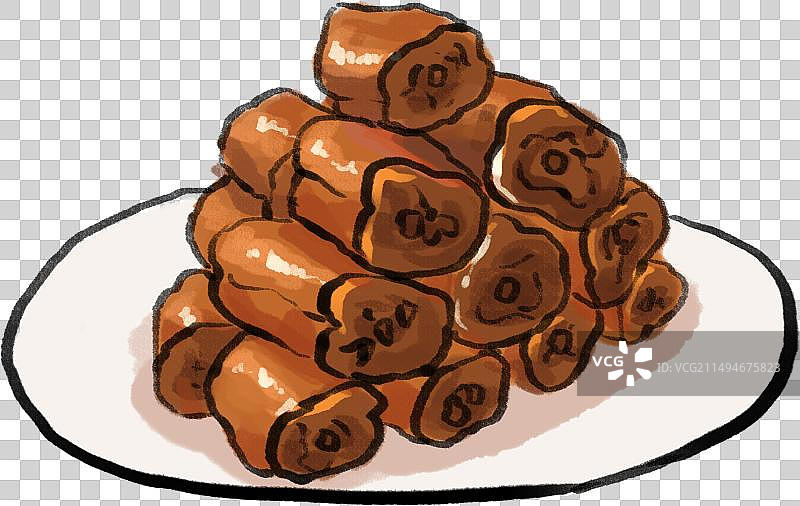 水墨风鄂菜武汉美食鸭脖插画图片素材