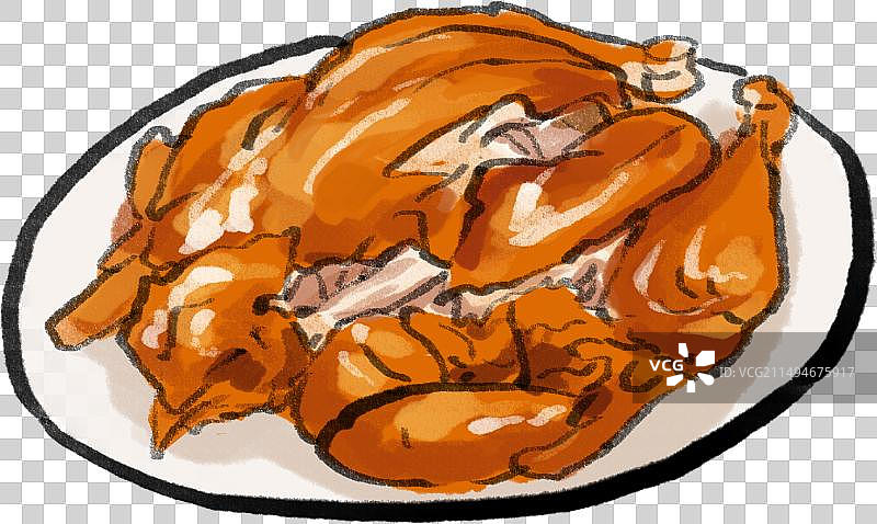 水墨风豫菜郑州美食道口烧鸡插画图片素材