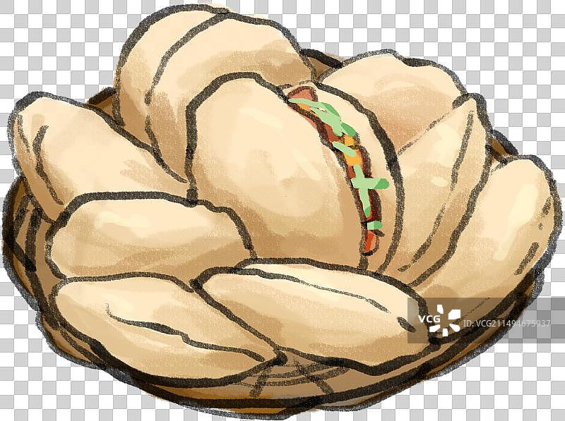 水墨风豫菜郑州美食虎豹肉盒插画图片素材