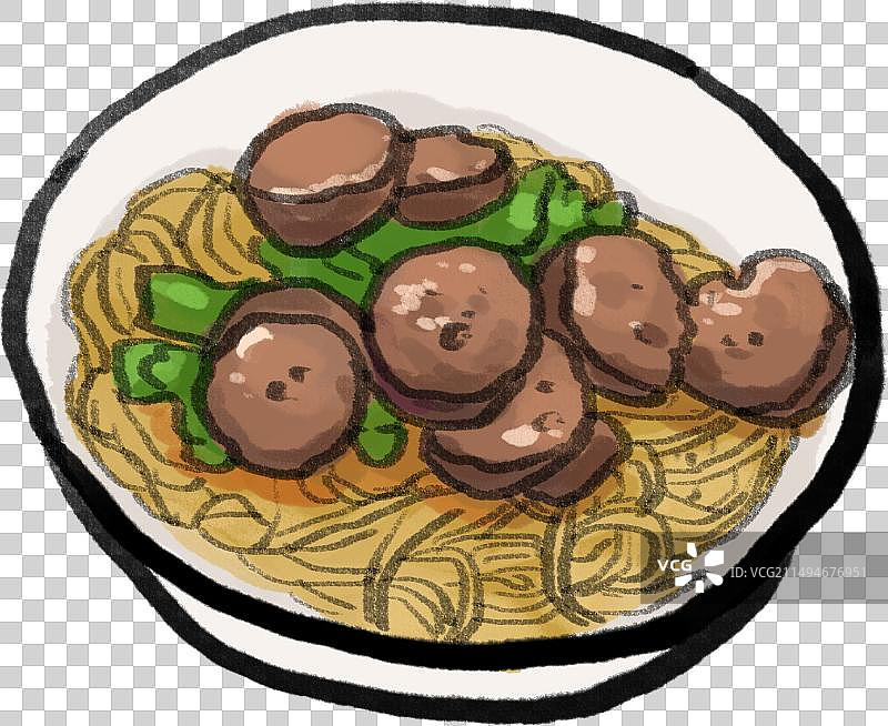 水墨青海西宁美食羊肠面插画图片素材