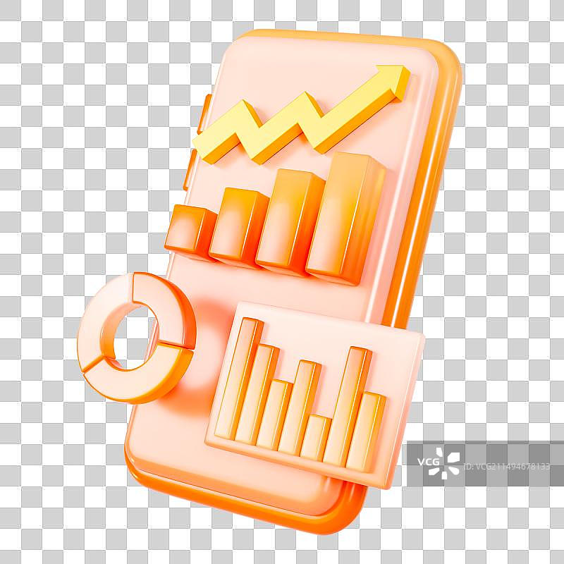 3D立体红金色渐变手机理财数据分析金融元素图片素材