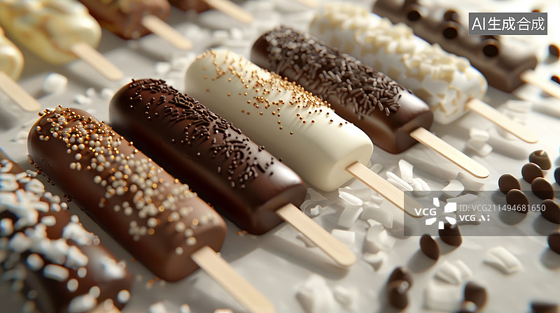 【AI数字艺术】整齐放着的巧克力雪糕图片素材
