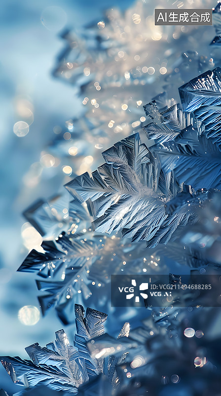 【AI数字艺术】冰晶雪花霜降图片素材