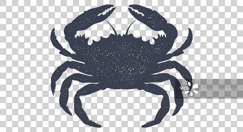 复古手绘螃蟹海鲜版画图片素材