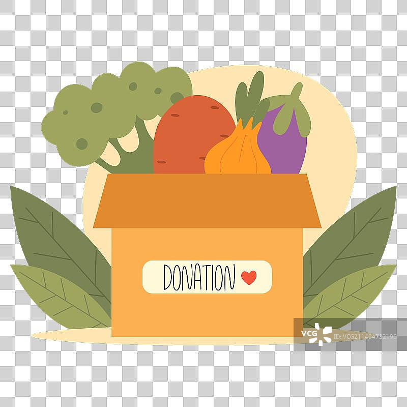 装满新鲜食物的捐赠概念纸箱图片素材