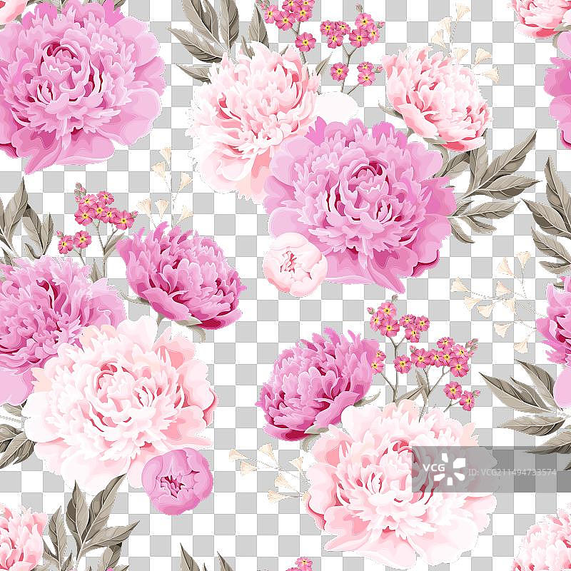 粉白色牡丹无缝背景图片素材