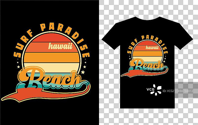 冲浪主题加州T恤图片素材