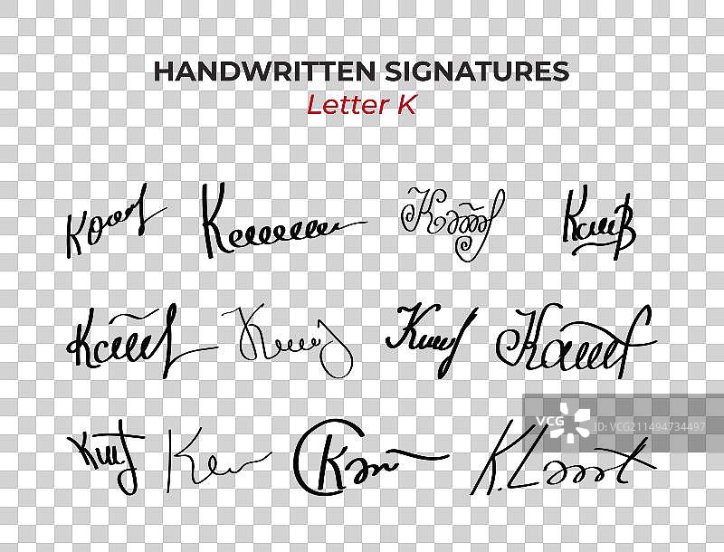 带有字母K的假手写签名图片素材