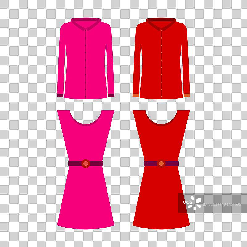 鲜艳的粉红色和红色女式衬衫合集图片素材