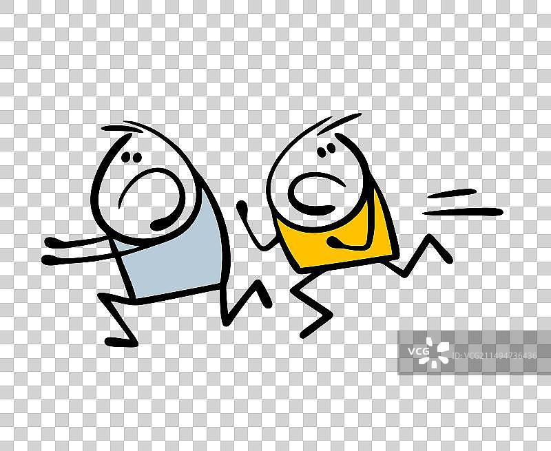 两个火柴人逃离困境图片素材