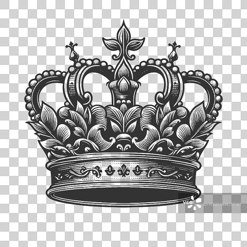 带有精美细节的皇冠素描图片素材