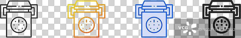 高压灭菌器细线性渐变蓝色描边图标图片素材