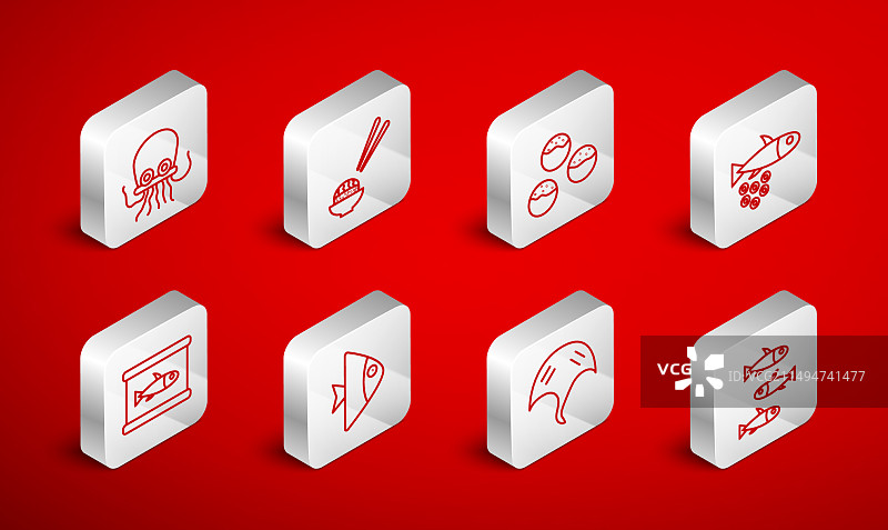 渔具套装：寿司和鱼子酱图片素材