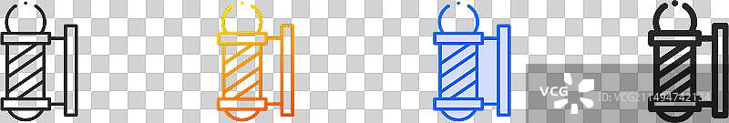 理发店旋转灯柱线性渐变蓝色描边图标图片素材