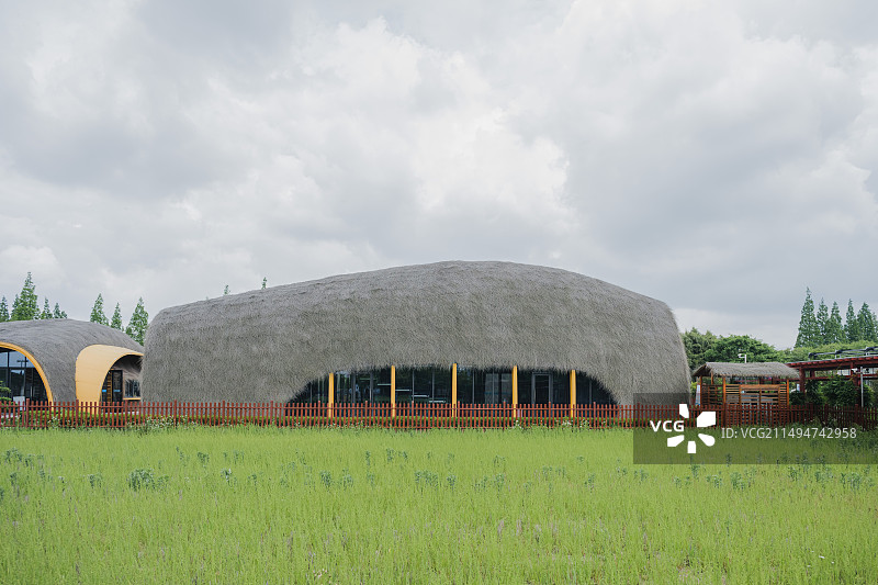 崇明田地与建筑图片素材