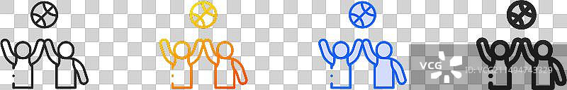 篮球球员图标细线渐变蓝色图片素材