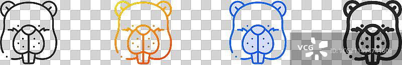 海狸图标，纤细线性渐变蓝色描边图片素材