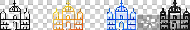 柏林大教堂线性渐变蓝色图标图片素材