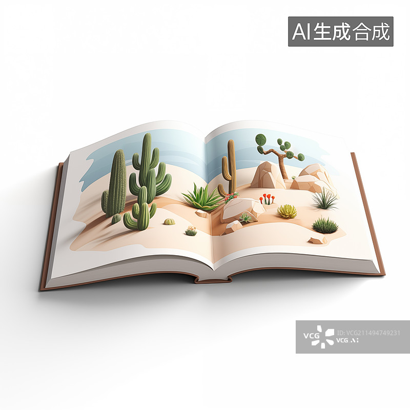 【AI数字艺术】一本翻开的立体书本插画素材图片素材