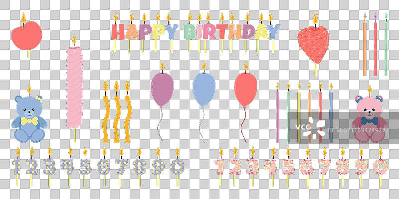 燃烧的生日蜡烛与节日彩色装饰图片素材