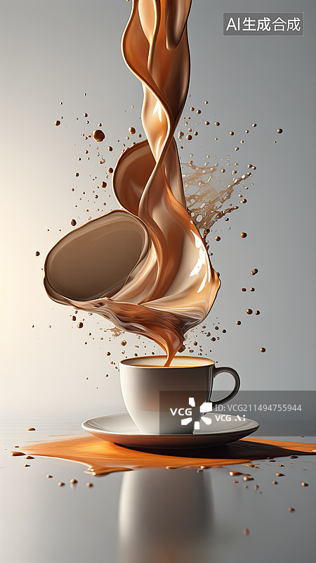 【AI数字艺术】飞溅的咖啡图片素材