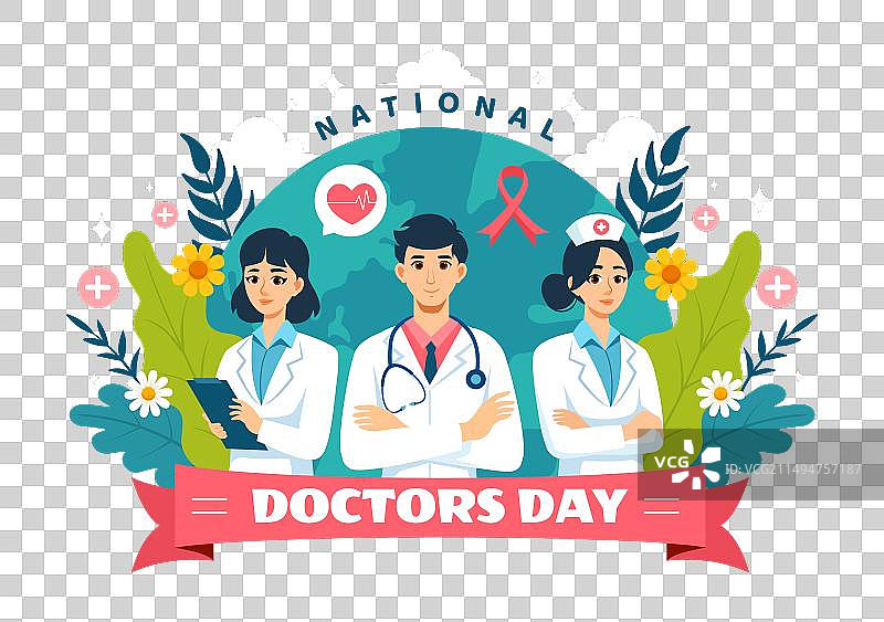 国家医生日与医生听诊器图片素材