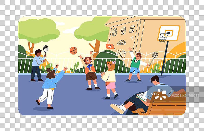 儿童在幼儿园操场上玩耍图片素材