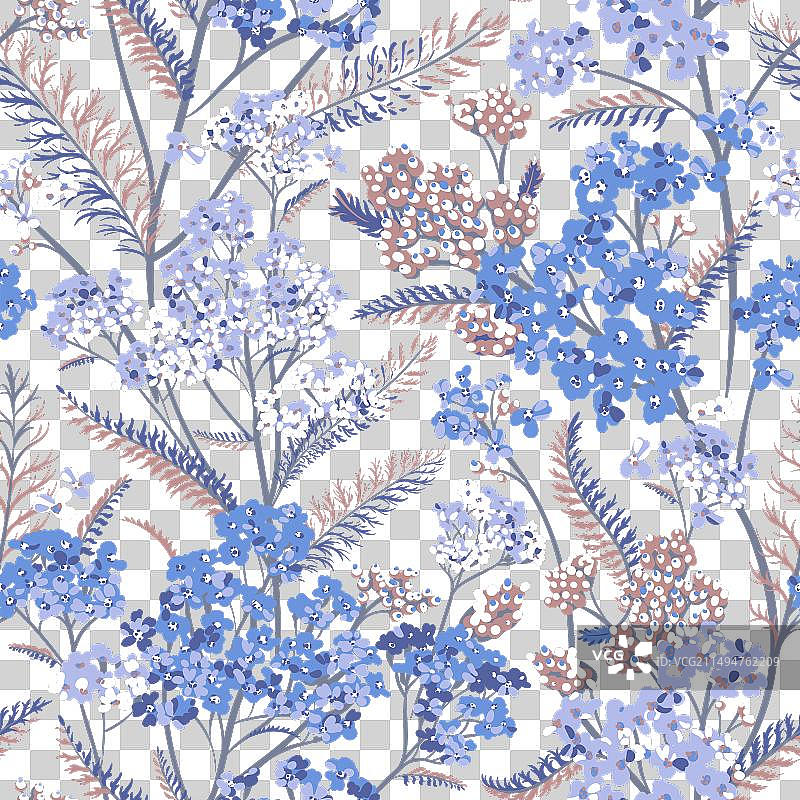 欧蓍草花卉无缝图案图片素材