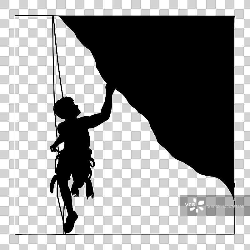 垂直探险攀登者剪影图片素材
