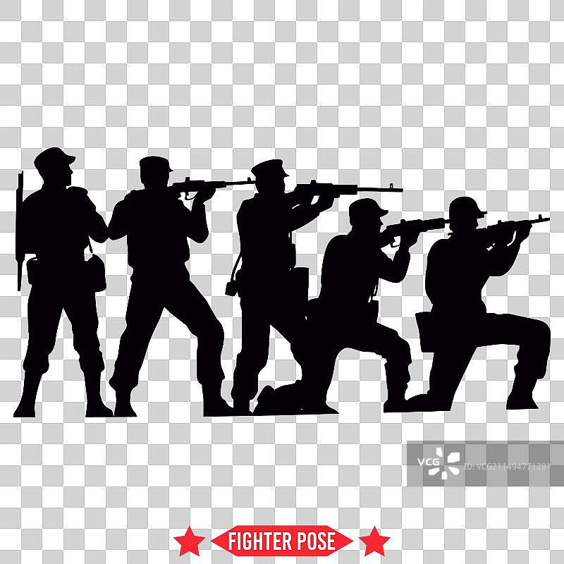 摆姿势的多才格斗士轮廓图片素材