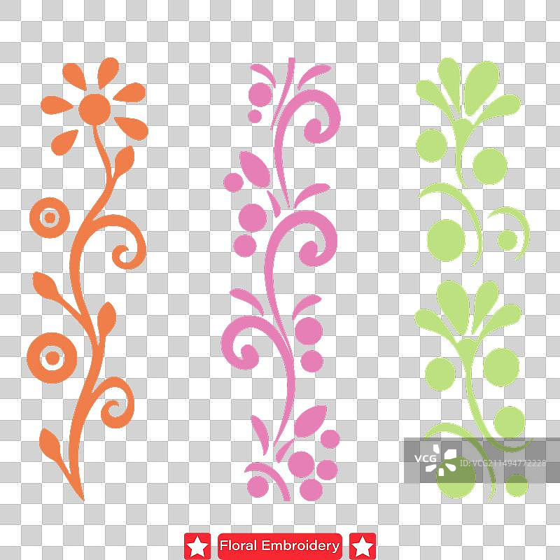 精致的刺绣花卉轮廓图片素材