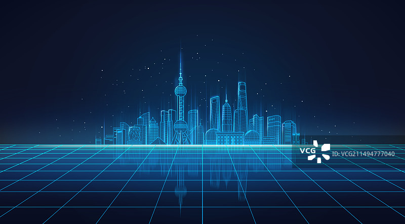 数据化放射线城市科技背景图片素材