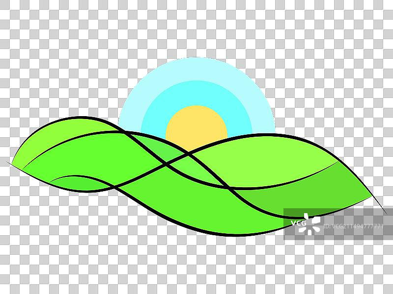 波浪形景观绿色山丘日出图片素材