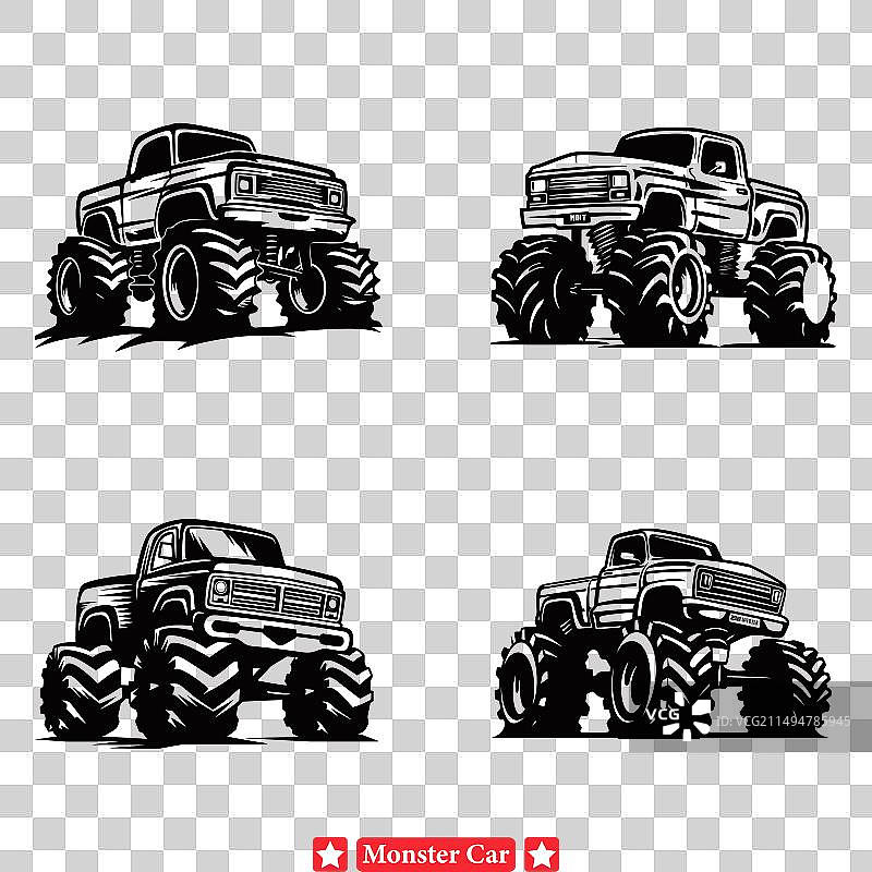 “狂野之旅”怪兽卡车剪影设计图片素材