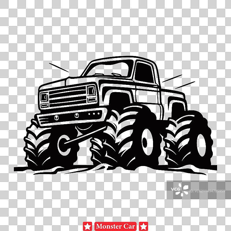 征服未知的怪兽卡车轮廓图片素材