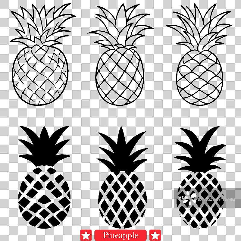 金色品质诱人菠萝剪影图片素材