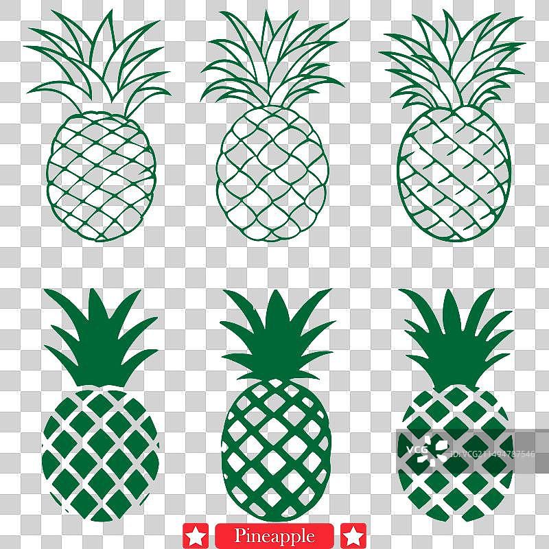 金色丰收菠萝轮廓图片素材