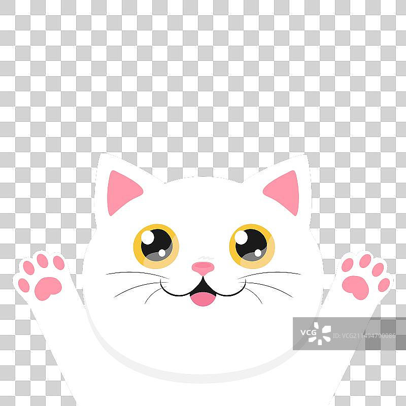 快乐的白色偷看猫好奇的卡通猫图片素材