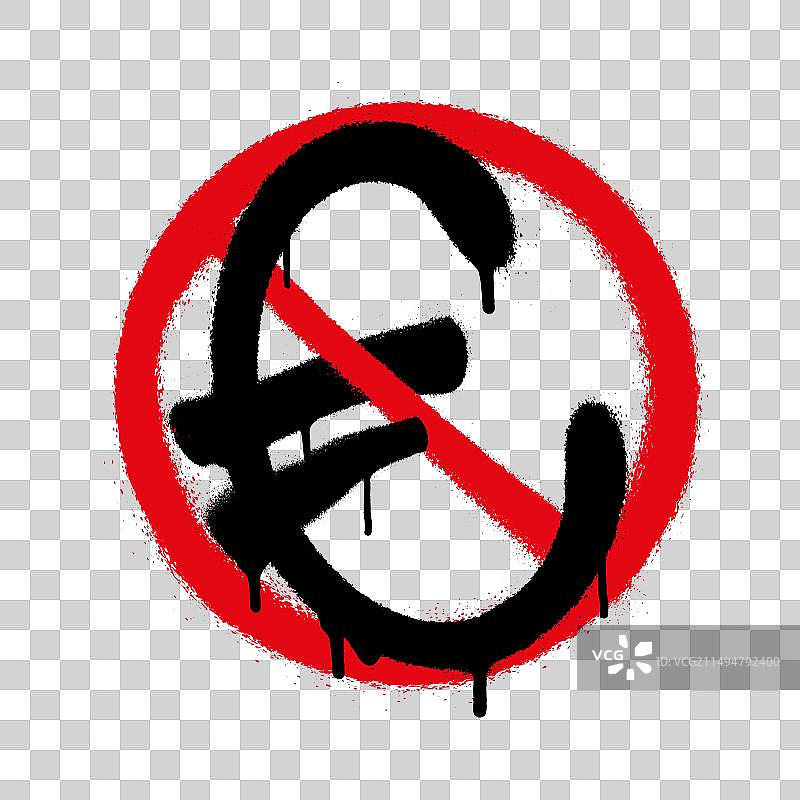 红色划线欧元货币图标图片素材