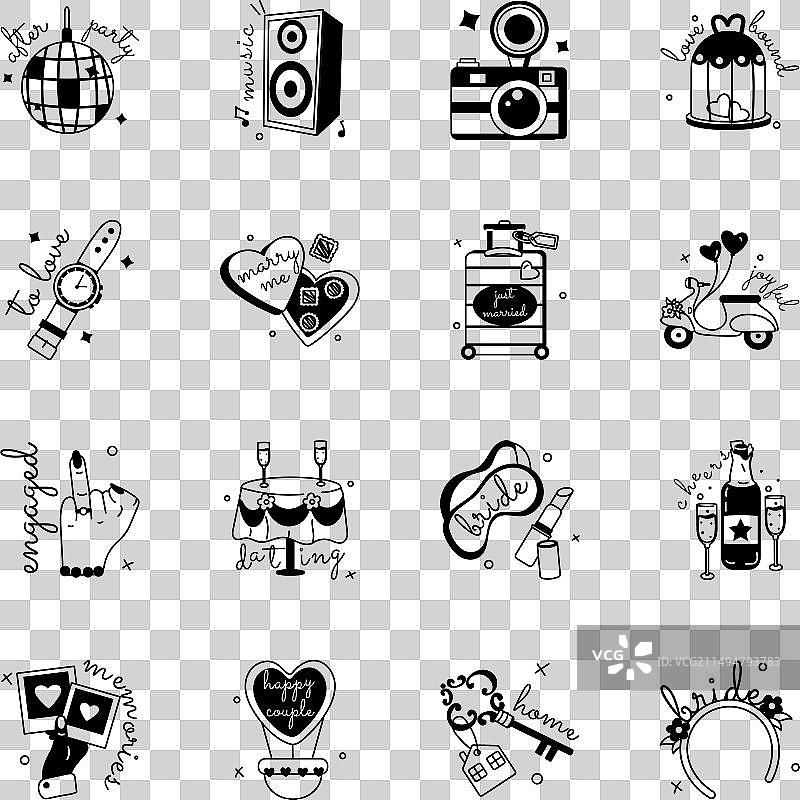 婚礼庆典表情符号贴纸包图片素材