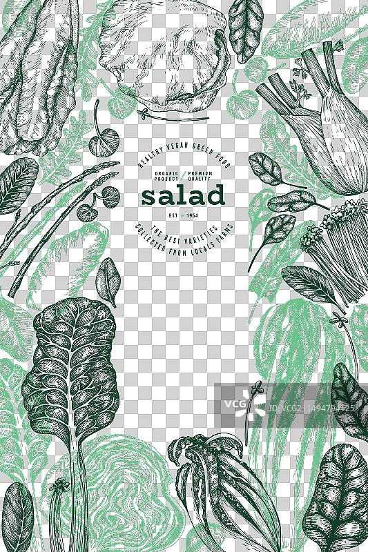 手绘绿色蔬菜设计模板图片素材