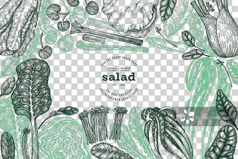 手绘绿色蔬菜设计模板图片素材