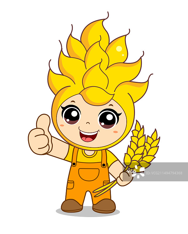 卡通小麦和麦穗矢量图图片素材